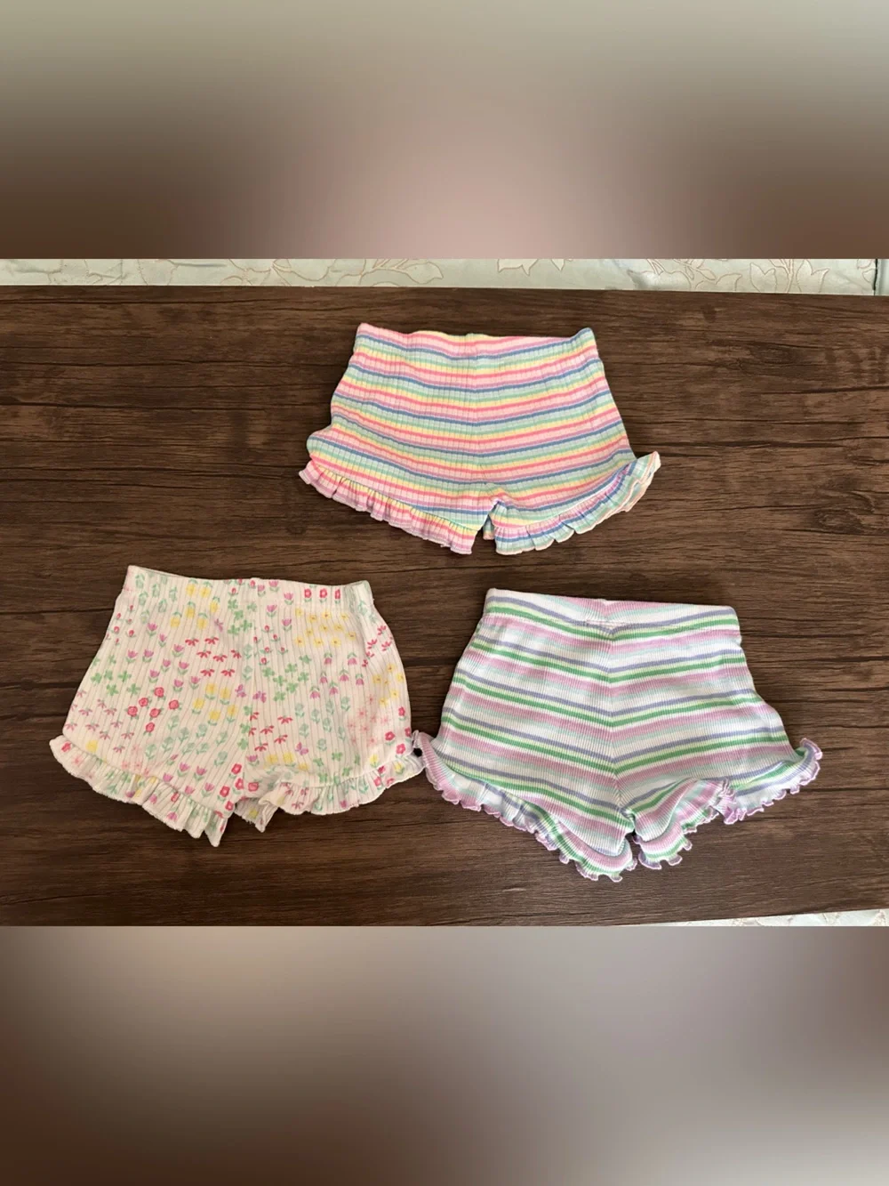 Girls' Garanimals Ruffle Elastic Waist Shorts 3-6M Set of 3